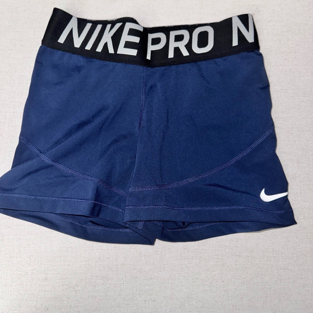 Nike Pro Navy Blue Shorts with Black Waistband